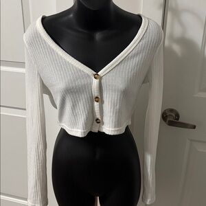 FREE ADD ON, NWOT Long Sleeve Button Down Crop Top